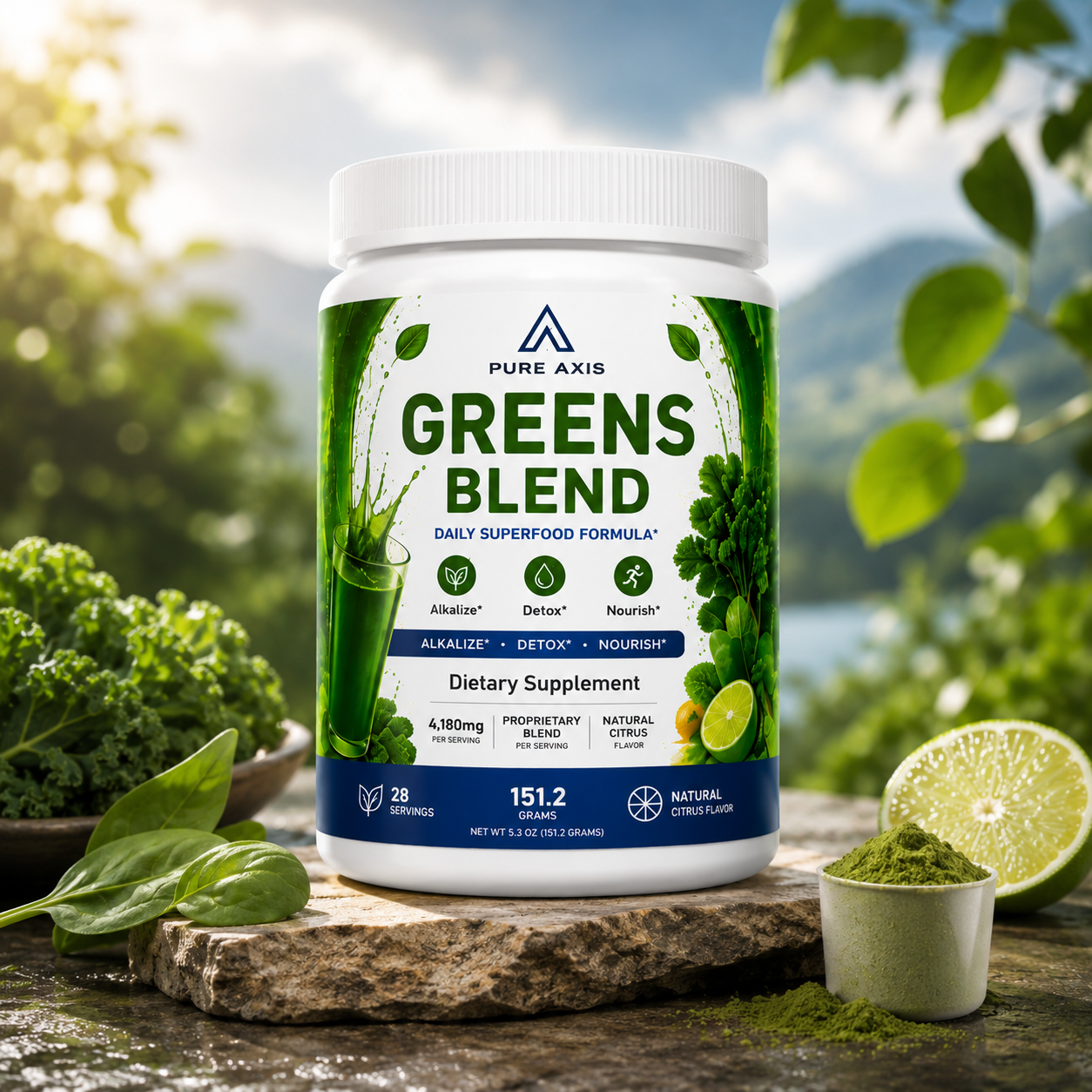Pure Axis Super Greens Blend: Daily Greens, Fruits & Vegetables